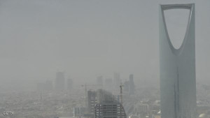 A view of the sand and dust storm over t