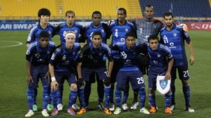 Saudi Arabia's Al-Hilal players pose for