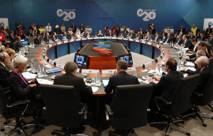 Leaders meet at the G20 first plenary session in Australia