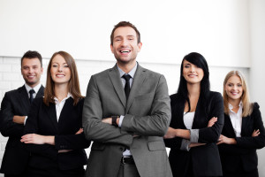 Business people with leader