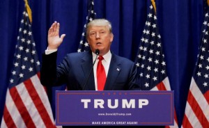 U.S. Republican presidential candidate Trump gestures as he formally announces his campaign for the 2016 Republican presidential nomination at Trump Tower in New York