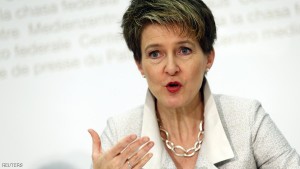Swiss Justice Minister Sommaruga speaks to the media during a news conference in Bern